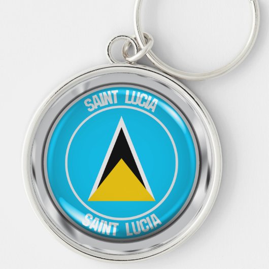 Saint Lucia Round Emblem Sleutelhanger (Voorkant)