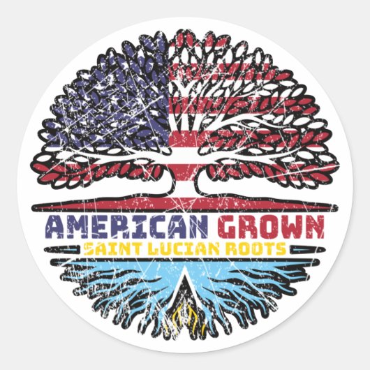 Saint Lucia Saint Lucian American USA Tree Roots Ronde Sticker (Voorkant)