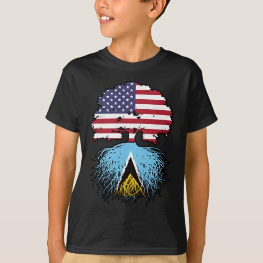 Saint Lucia Saint Lucian American USA Tree Roots T-shirt (Voorkant)
