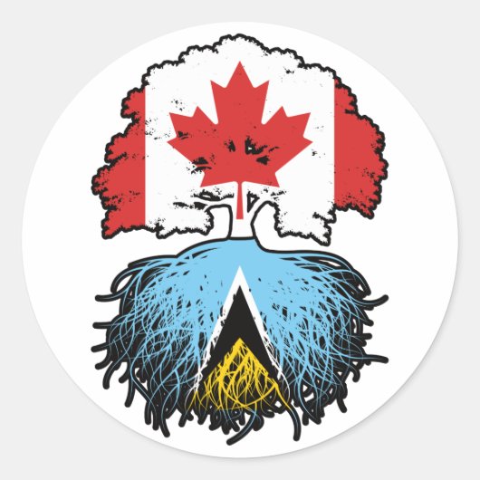 Saint Lucia Saint Lucian Canadian Canada Tree Root Ronde Sticker (Voorkant)