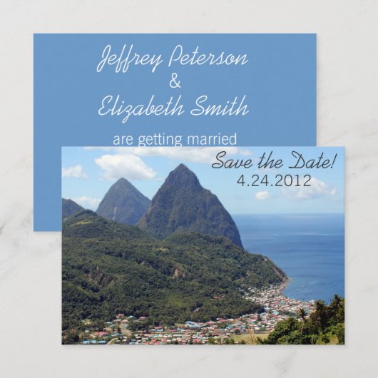 Saint Lucia 'Save the Date' Kaarten (Voorkant / Achterkant)