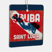 Saint Lucia Scuba Diver - Blue Retro Keramisch Ornament (Rechts)