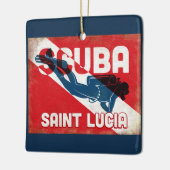 Saint Lucia Scuba Diver - Blue Retro Keramisch Ornament (Links)