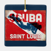 Saint Lucia Scuba Diver - Blue Retro Keramisch Ornament (Achterkant)