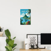 Saint Lucia The Pitons Reis Kunst Vintage Poster (Thuiskantoor)