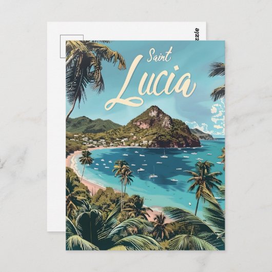 Saint Lucia Tropical Beach Briefkaart (Voorkant / Achterkant)