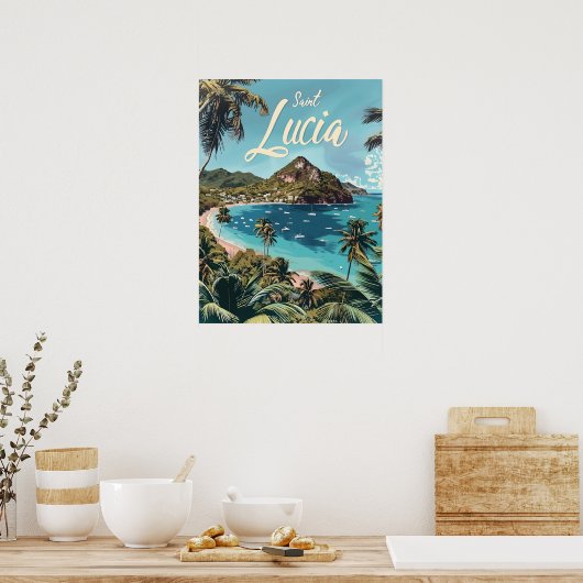 Saint Lucia Tropical Beach Poster (Keuken)