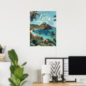 Saint Lucia Tropical Beach Poster (Thuiskantoor)