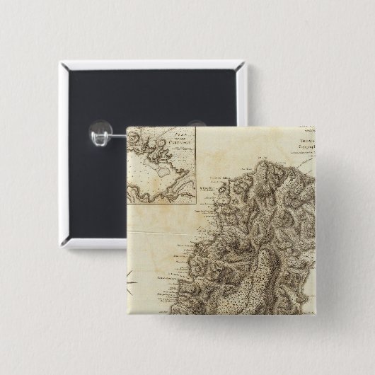 Saint Lucia Vierkante Button 5,1 Cm (Voorkant /achterkant)