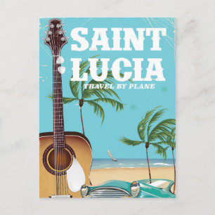 Saint Lucia Vintage vakantieposter kunst Briefkaart