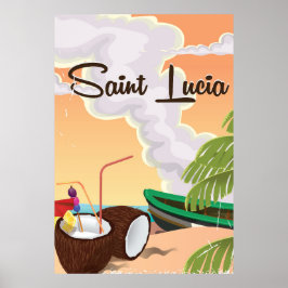 Saint Lucia Vintage vakantieposter Poster