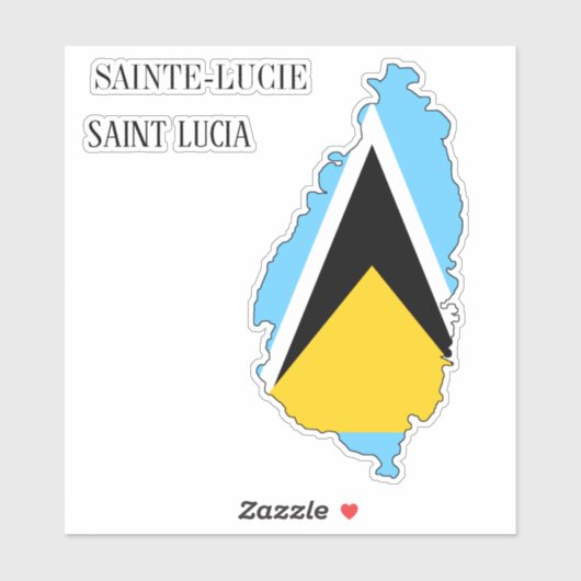 Saint Lucia Vlag Charmante Patriottische Kaart Sticker (Vel)