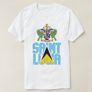 Saint Lucia vlag en wapenschild T-shirt
