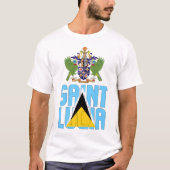 Saint Lucia vlag en wapenschild T-shirt (Voorkant)