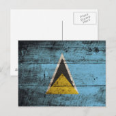 Saint Lucia vlag op de oude houten korrel Briefkaart (Voorkant / Achterkant)