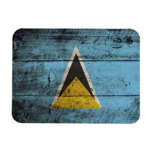 Saint Lucia vlag op de oude houten korrel Magneet