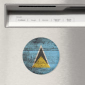 Saint Lucia vlag op de oude houten korrel Magneet (Insitu (Vaatwasser))