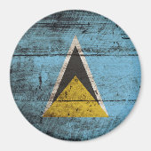 Saint Lucia vlag op de oude houten korrel Magneet (Voorkant)