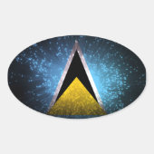 Saint Lucia Vlag Vuurwerk Ovale Sticker (Voorkant)