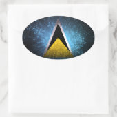 Saint Lucia Vlag Vuurwerk Ovale Sticker (Tas)