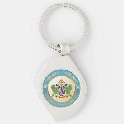 Saint Lucia wapenschild Sleutelhanger (Voorkant)