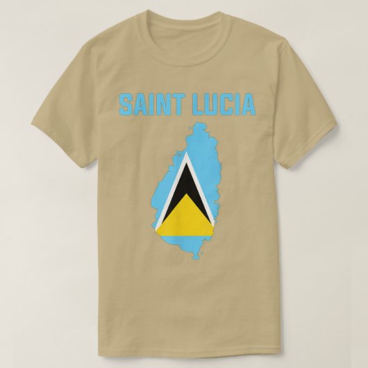 Saint Luciaanse vlag op de kaart van het t-shirt S (Design voorkant)
