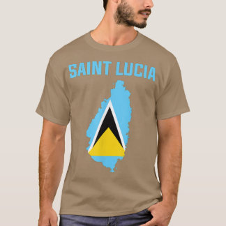 Saint Luciaanse vlag op de kaart van het t-shirt S