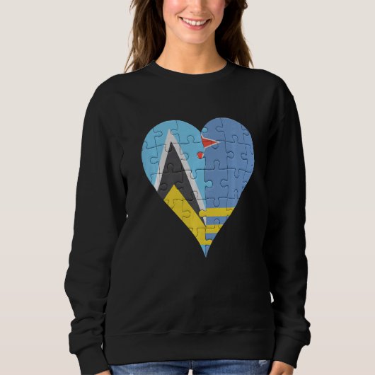 Saint Lucian Aruban Flag Heart Trui (Voorkant)