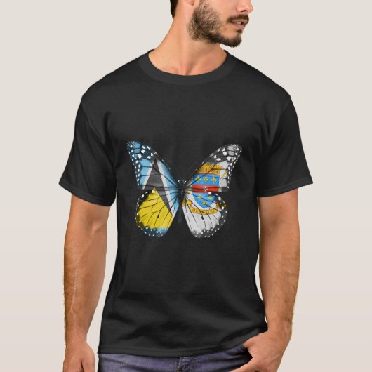 Saint Lucian St Barts Flag Butterfly T-shirt (Voorkant)