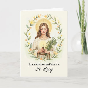 Saint Lucy Feestdag Zegeningen Bloemenkrans Kaart