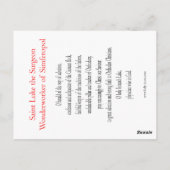 Saint Luke, de chirurgische gebedskaart Briefkaart (Achterkant)