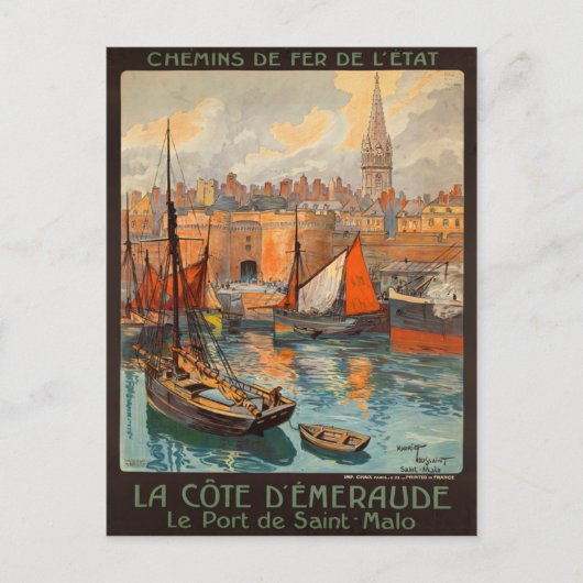 Saint Malo Frankrijk - Frans reisbureau Briefkaart (Voorkant)