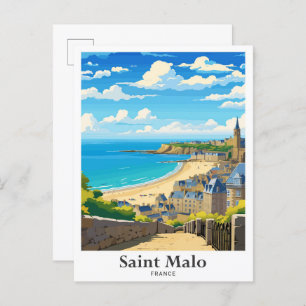 Saint Malo Frankrijk Kunst Vintage Reizen Illustra Briefkaart