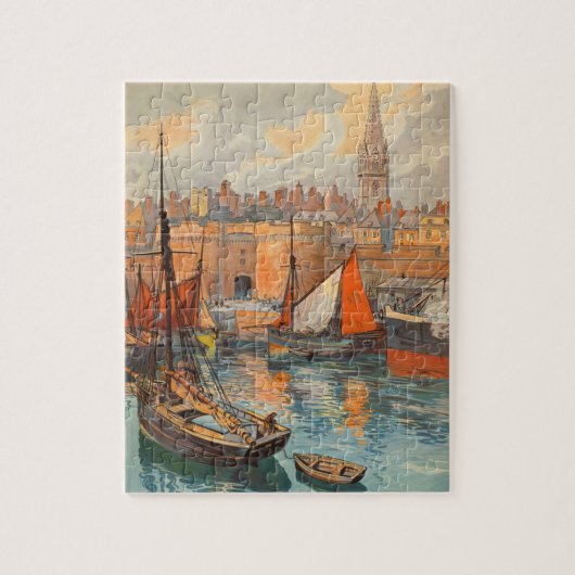 Saint Malo, Frankrijk, Oude Reisposter Kunst Legpuzzel (Verticaal)