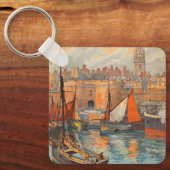 Saint Malo, Frankrijk, Vintage Reisposter Kunst Sleutelhanger (Voorkant)
