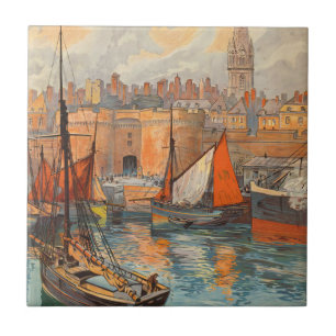 Saint Malo, Frankrijk, Vintage Reisposter Kunst Tegeltje