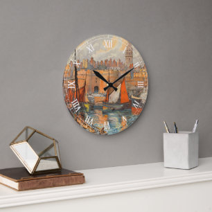 Saint Malo, Frankrijk, Vintage Travel Poster Art Grote Klok