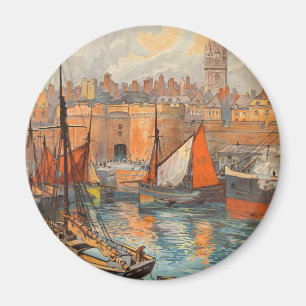 Saint Malo, Frankrijk, Vintage Travel Poster Art Magneet