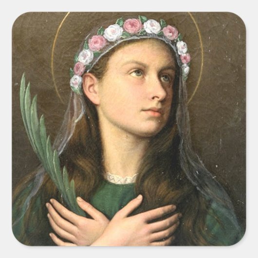 Saint Maria Goretti Vierkante Sticker (Voorkant)