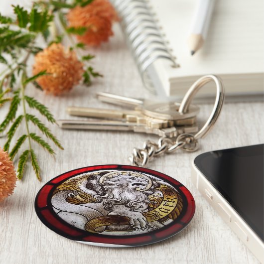 Saint Mark Glas in lood Sleutelhanger (Zijkant)