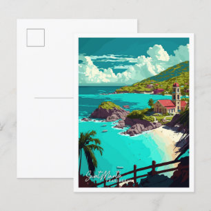 Saint Martin Caribbean Reizen  Illustratie Briefkaart