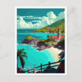 Saint Martin Caribbean Reizen Illustratie Briefkaart (Voorkant)