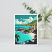 Saint Martin Caribbean Reizen Illustratie Briefkaart (Staand voorkant)