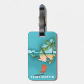 Saint Martin illustreerde kaart. Bagagelabel (Achterkant verticaal)