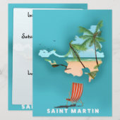Saint Martin illustreerde kaart. Kaart (Voorkant / Achterkant)