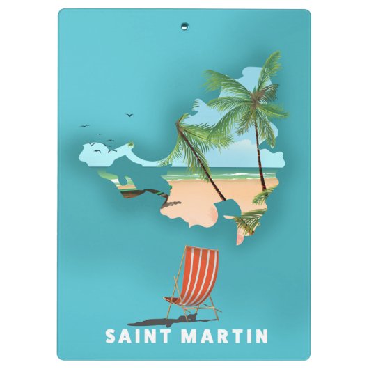 Saint Martin illustreerde kaart. Klembord (Achterkant)