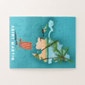 Saint Martin illustreerde kaart. Legpuzzel (Horizontaal)