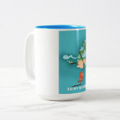 Saint Martin illustreerde kaart. Tweekleurige Koffiemok (Voorkant links)