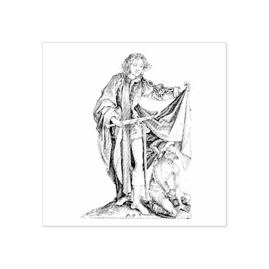 Saint Martin met een Beggar Rubber Stamp Rubberstempel (Afrduk)