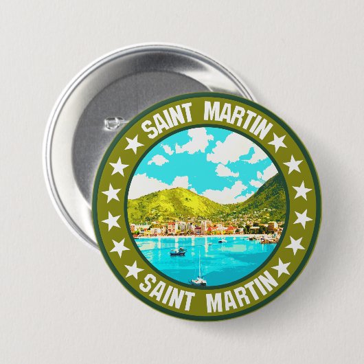 Saint Martin Ronde Button 7,6 Cm (Voorkant /achterkant)